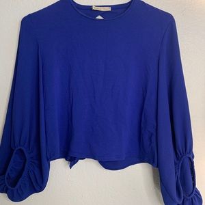 Zara blue crop top tie back